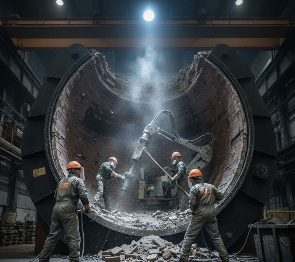 Kontrollierte Abbrucharbeiten und Feuerfest-Ausbruch – ONETECH Refractory GmbH